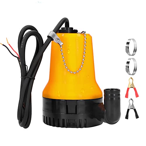 EXLECO Tauchpumpe DC 12V 50W Tauchwasserpumpe 4200L/H Förderpumpe DC-Pumpe Schmutzwasserpumpe Tragbar Brunnpume Kabellänge 2,3M mit Schlauchschelle Krokodilklemmen für Pool Fischteich Teich Süßwasser von EXLECO