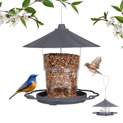 EXLECO Klappbar Vogelhaus zum Aufhängen Vogel Futterhaus mit Ständer Vogelfutterspender Hängend Vogelhäuser Wetterfest Vogelhäuschen Balkon Futterspender Vögel für Meisen Spatzen Wildvögel Grau EXLECO Klappbar Vogelhaus zum Aufhängen Vogel Futterhaus mit Ständer Vogelfutterspender Hängend Vogelhäuser Wetterfest Vogelhäuschen Balkon Futterspender Vögel für Meisen Spatzen Wildvögel Grau von EXLECO