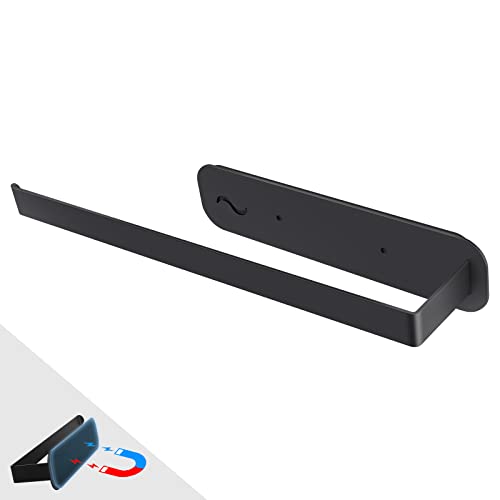EXLECO Küchenrollenhalter Magnet Küchenpapierhalter ohne Bohren Magnetischer Papierrollenhalter Edelstahl Rollenhalter mit Starker Adsorption Halterung für Kühlschrank Mikrowelle Metallschrank Schwarz von EXLECO