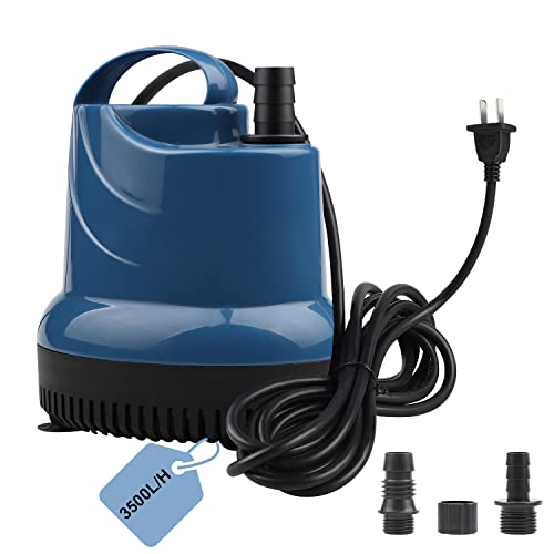 EXLECO Mini Wasserpumpe Tauchpumpe Aquariumpumpe 3500L/H 80W Teichpumpe 230V Förderhöhe 3,3m Kabel mit Stecker 2,5m Auslassdurchmesser 16/20/25 mm für Gärten Aquarium, Teich, Brunnen von EXLECO