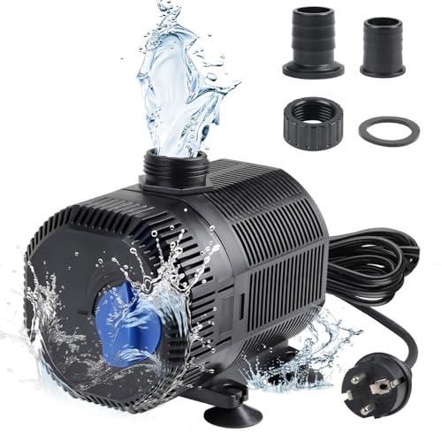 EXLECO Teichpumpe Filterpumpe 3000L/H Wasserpumpe Bachlaufpumpe Springbrunnenpumpe mit Filter 55W Aquariumpumpe Fontänenpumpe Pumpe zum Anschluss an Bachlauffilter 10M Kabel 2 Düse für Garten Teich von EXLECO