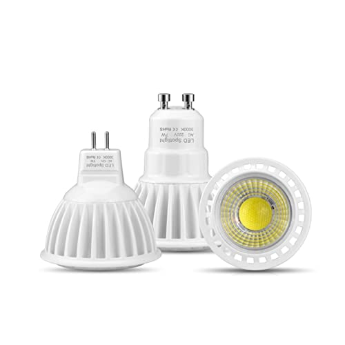 2 Stück DC 12 V 3 W 5 W 7 W MR16 GU10 COB LED Strahler Dimmbar Leuchtmittel LED Downlight Aluminium Cool Spot Licht Tischleuchte Deckenleuchte 220 V, Warmweiß nicht dimmbar, 7 W GU10 110 V von EXMOCIS