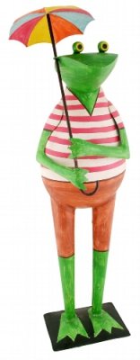 Deko-Frosch Garten-Deko Frosch Metall bemalt mit Regenschirm 85 cm hoch Deko-Frosch Garten-Deko Frosch Metall bemalt mit Regenschirm 85 cm hoch von EXNER