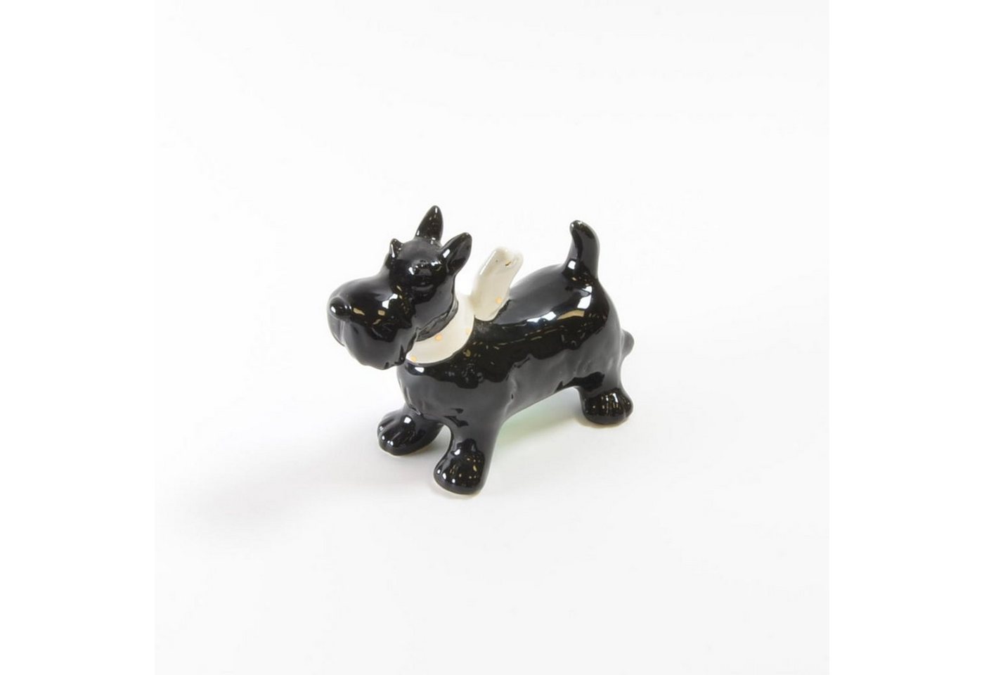 EXNER Dekofigur Hund Schnauzer schwarz mit weißen Halsband Keramik Dekofigur H 10.5 cm von EXNER