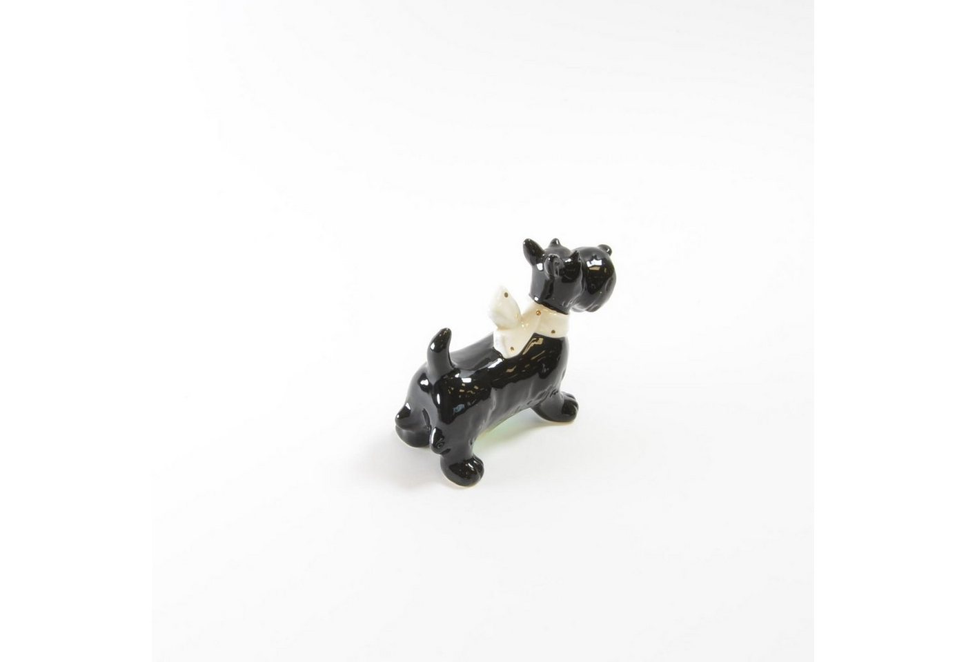EXNER Dekofigur Hund Schnauzer schwarz mit weißen Halsband Keramik Dekofigur H 8 cm von EXNER