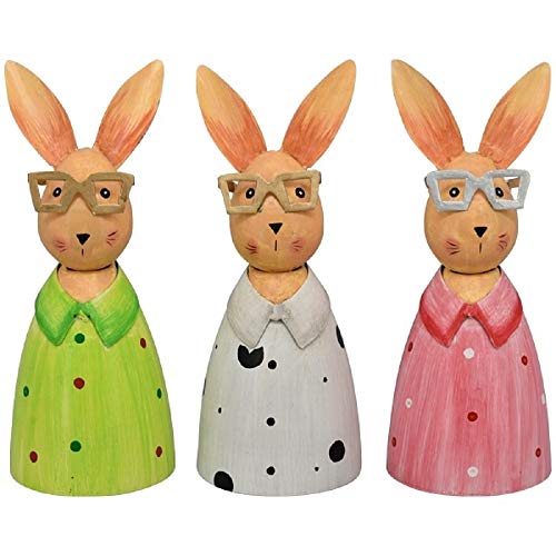 Exner Zaunhocker Hase mit Metallbrille, Verschiedenfarbig, ca. 10 x 10 x 25 cm, Garten-Deko von EXNER