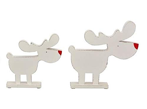 Exner süßer Rentier Rudolf Aufsteller aus Holz - weiß mit roter Nase - 2 Größen - Weihnachtsdekoration (klein) von EXNER