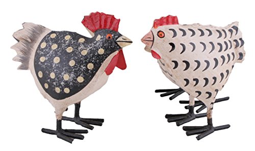 Exner Deko-Huhn Garten-Huhn Garten-Deko Metall bemalt Preis für 2 Stück Hahn und Huhn von EXNER