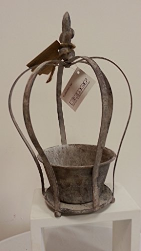 Exner Metalldeko Krone mit Lilie Gartendeko Rost Antik- Look Landhaus Windlicht Garten von EXNER