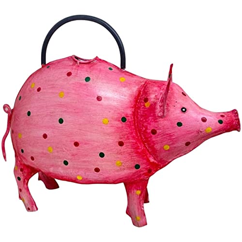 dekorative witzige Deko-Gießkanne Schwein pink gepunktet Metall handbemalt von EXNER