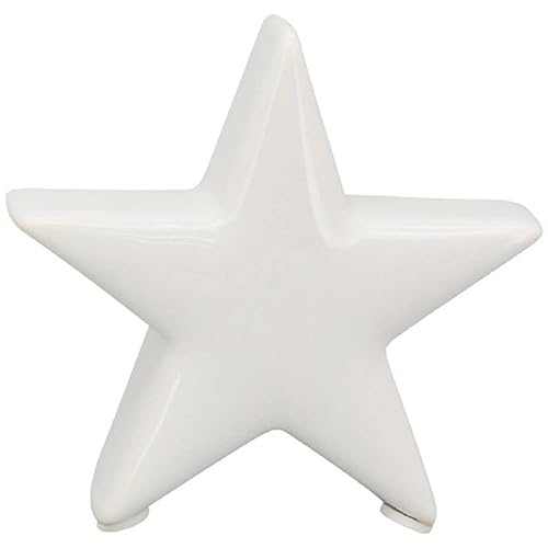 Exner dekorativer stimmungsvoller Kleiner Deko-Stern Keramikstern dreidimensional weiß glänzend ca. 8 x 3,5 x 7,5 cm hoch von Exner