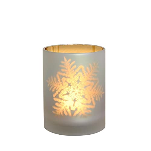 EXOTICA COR MULDER 440s Glas Windlicht Snowflake, Frosty-Gold, H ca.12 cm | CM-75315 | 4032584753153 von EXOTICA COR MULDER