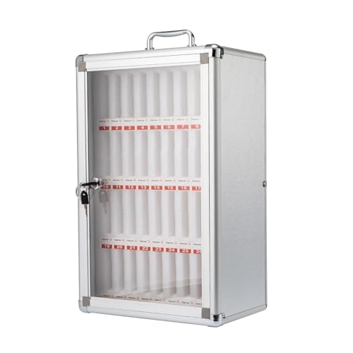 1 Stück Handy-Schließfach aus Aluminiumlegierung, tragbarer Aufbewahrungsschrank, Schloss/Griff for Schule, Büro, Konferenzraum(36 Slots) von EXOTUF