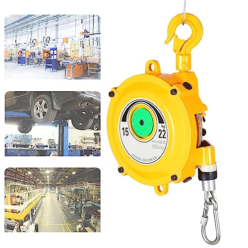 1 verstellbarer Federzug mit 1,5 m Drahtseil und Haken – for Werkstatt und Auto in Gelb(15-22kg) von EXOTUF
