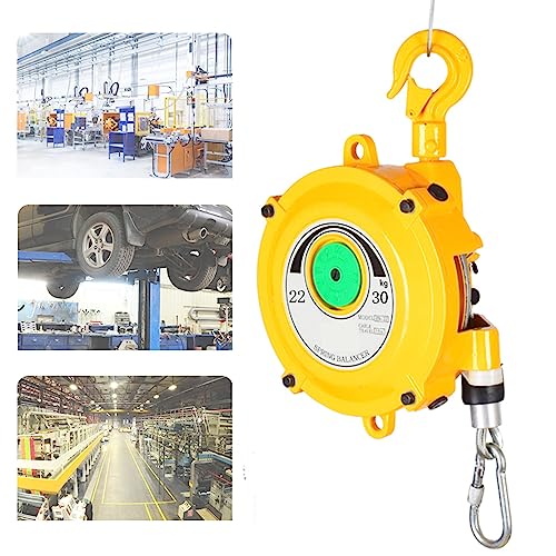 1 verstellbarer Federzug mit 1,5 m Drahtseil und Haken – for Werkstatt und Auto in Gelb(22-30kg) von EXOTUF