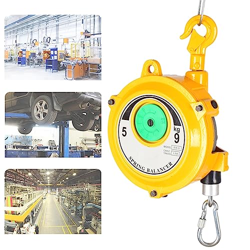 1 verstellbarer Federzug mit 1,5 m Drahtseil und Haken – for Werkstatt und Auto in Gelb(5-9kg) von EXOTUF