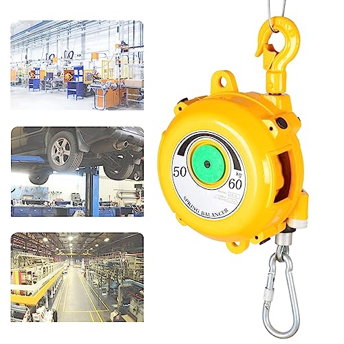 1 verstellbarer Federzug mit 1,5 m Drahtseil und Haken – for Werkstatt und Auto in Gelb(50-60kg) von EXOTUF