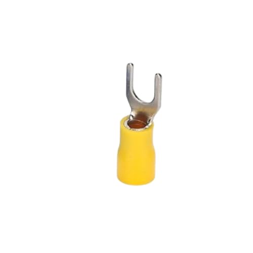 100 Stück U- und Y-Typ-Draht-Crimp-Anschlussklemmen - SV1.25/2/3.5-4/6 Flache Gabelverbinder for elektrische Verkabelung(Yellow,3.5 x 5) von EXOTUF