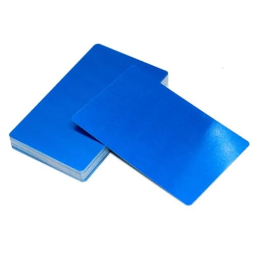 100 Stück farbig eloxierte Metallbleche aus Aluminiumlegierung – 3,4 x 2,1 Zoll flache dünne Platten, 0,5 mm/0,2 mmT, for Basteln und Gravieren(Blue,0.2mm) von EXOTUF