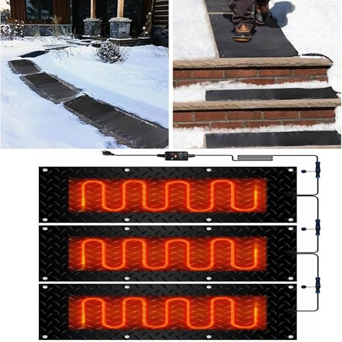 EXOTUF Gummi-Schneeschmelzmatten – rutschfeste Eisschmelzmatten for den Außenbereich for Dächer, Gehwege und Eingänge – 4 Stück (10 x 35,4 Zoll)(40x80cmx3Pcs) von EXOTUF