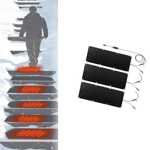 EXOTUF Schneeschmelzmatte for Gehwege und Treppen im Außenbereich – rutschfeste Schneeschmelzmatten aus Gummi mit Netzkabel und Verbindungsleitung(40x200cmx3Pcs) von EXOTUF