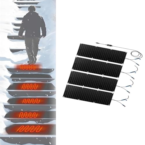 EXOTUF Schneeschmelzmatte for Gehwege und Treppen im Außenbereich – rutschfeste Schneeschmelzmatten aus Gummi mit Netzkabel und Verbindungsleitung(40x60cmx4Pcs) von EXOTUF