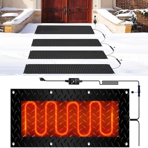 EXOTUF Schneeschmelzmatte for Treppen und Gehwege – rutschfeste Schneeschmelzmatten for den Außenbereich – Effiziente Eisschmelzlösung for den Winter(25.4x90cmx1Pcs) von EXOTUF