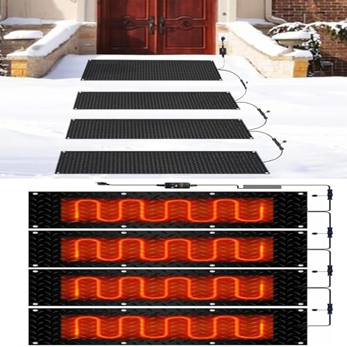 EXOTUF Schneeschmelzmatte for Treppen und Gehwege – rutschfeste Schneeschmelzmatten for den Außenbereich – Effiziente Eisschmelzlösung for den Winter(30x90cmx4Pcs) von EXOTUF