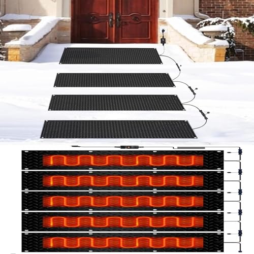 EXOTUF Schneeschmelzmatte for Treppen und Gehwege – rutschfeste Schneeschmelzmatten for den Außenbereich – Effiziente Eisschmelzlösung for den Winter(40x60cmx5Pcs) von EXOTUF