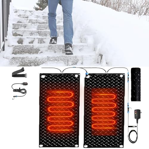 EXOTUF Schneeschmelzmatte for den Außenbereich – rutschfeste Gummi-Eisschmelzmatte for Einfahrten, Gehwege, Treppen und Türen – 40 x 80 cm (15,7 x 32 Zoll)(30x90cmx2Pcs) von EXOTUF