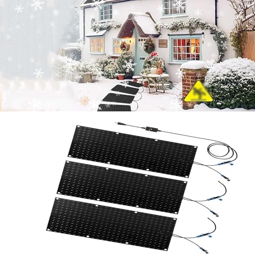 EXOTUF Schneeschmelzmatten for Einfahrten und Gehwege – rutschfeste elektrische Schneeschmelzmatten mit Netzkabel zur Schneeräumung im Winter(30x90cmx3Pcs) von EXOTUF