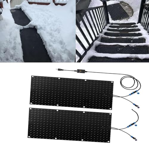 EXOTUF Schneeschmelzmatten for Gehwege im Freien – rutschfeste Gummimatten for Stufen, Türen und Treppen im Winter (3 Stück 25,4 x 121,9 cm)(25.4x90cmx2Pcs) von EXOTUF