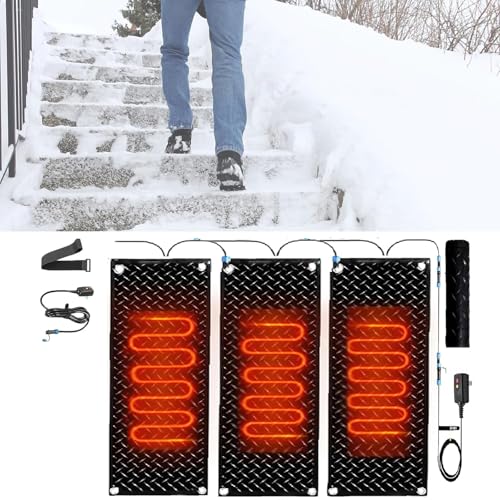 EXOTUF Schneeschmelzmatten for den Außenbereich – rutschfeste Eingangsmatten aus Gummi mit Stopfen for eine sichere und effiziente Schneeräumung(25.4x90cmx3Pcs) von EXOTUF