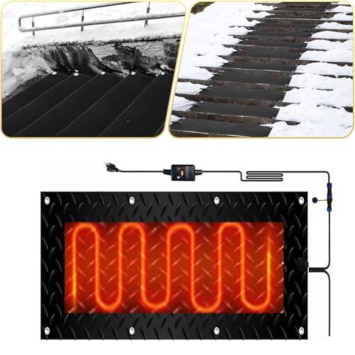 Schneeschmelzmatte for den Außenbereich – rutschfestes PVC-Gerät for Entfernen von EIS und Schnee im Winter – 40 x 160 cm (15,7 x 63 Zoll) mit Netzkabel(30x60cmx1Pcs) von EXOTUF