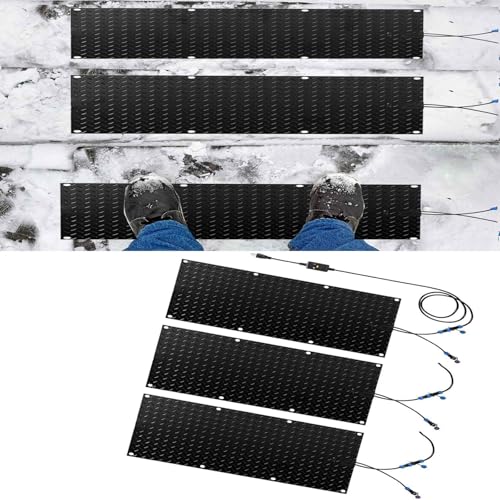 Schneeschmelzmatten for Einfahrten und Treppen im Freien – rutschfeste Gummimatte for Schmelzen von Schnee und EIS mit Netzkabel – for den Winter(30x150cmx3Pcs) von EXOTUF