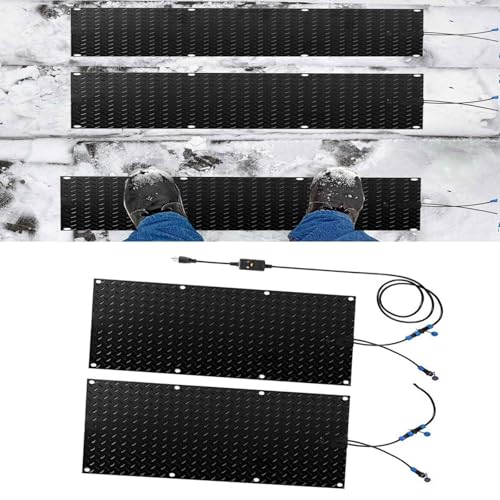 Schneeschmelzmatten for Einfahrten und Treppen im Freien – rutschfeste Gummimatte for Schmelzen von Schnee und EIS mit Netzkabel – for den Winter(30x90cmx2Pcs) von EXOTUF