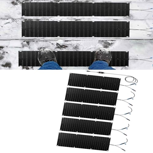 Schneeschmelzmatten for Einfahrten und Treppen im Freien – rutschfeste Gummimatte for Schmelzen von Schnee und EIS mit Netzkabel – for den Winter(30x90cmx5Pcs) von EXOTUF