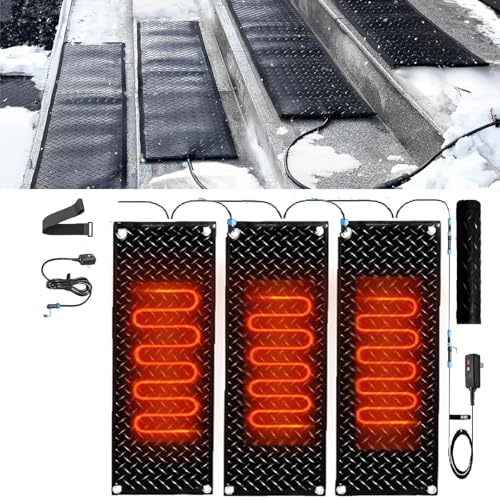 Schneeschmelzmatten for den Außenbereich – for Einfahrten, Gehwege, Treppen und Türen – Effiziente Lösung for Schmelzen von EIS und Schnee im Winter(25.4x76.2cmx3Pcs) von EXOTUF