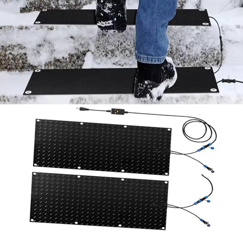 Schneeschmelzmatten for den Außenbereich for Treppen und Gehwege – 1,8 m langes Netzkabel, wasserdicht, effiziente Lösung for Schmelzen von EIS und Schnee(25.4x90cmx2Pcs) von EXOTUF