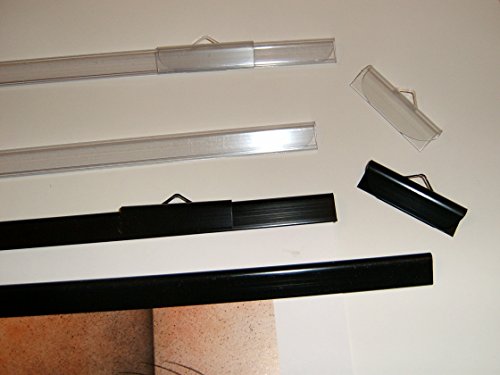 Posterschienen 594 mm lang 5 Paare transparent mit je 2 var.Aufhängern von EXP