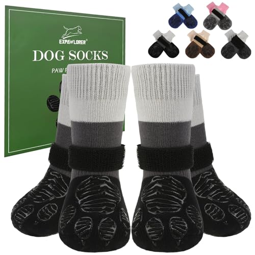 EXPAWLORER 2 Paar Hundesocken Anti-Rutsch doppelseitig zum Leckschutz mit verstellbaren Riemen für den Innenbereich, rutschfeste Hunde Socken Pfotenschutz Hund Verletzung Hundeschuhe, Schwarz XL EXPAWLORER 2 Paar Hundesocken Anti-Rutsch doppelseitig zum Leckschutz mit verstellbaren Riemen für den Innenbereich, rutschfeste Hunde Socken Pfotenschutz Hund Verletzung Hundeschuhe, Schwarz XL von EXPAWLORER