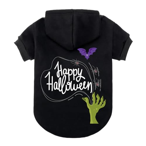 EXPAWLORER Hunde-Kapuzenpullover, weicher und warmer Hundepullover, Haustierkleidung, Herbst-Wintermantel, Sweatshirt mit Halloween-Motiv, für Welpen, Katzen, kleine, mittelgroße und große Hunde von EXPAWLORER