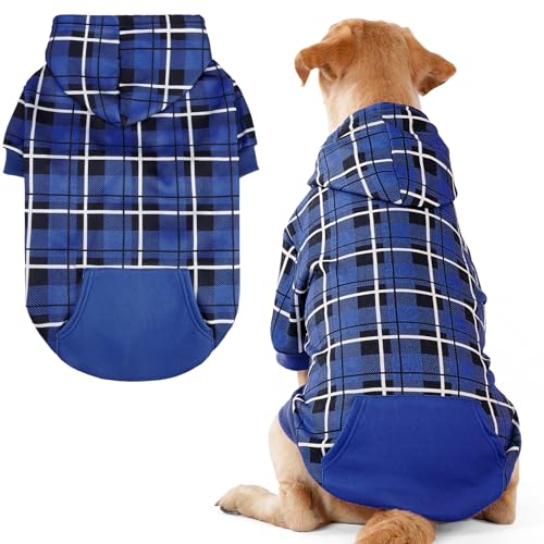 EXPAWLORER Hunde-Kapuzenpullover mit Karomuster, britischer Stil, warmer Hundepullover mit Loch für die Leine, Pitbull-Kleidung, Wintermantel für alle Rassen, Welpen, Mädchen, Jungen, Katzen EXPAWLORER Hunde-Kapuzenpullover mit Karomuster, britischer Stil, warmer Hundepullover mit Loch für die Leine, Pitbull-Kleidung, Wintermantel für alle Rassen, Welpen, Mädchen, Jungen, Katzen von EXPAWLORER