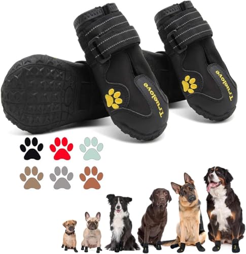 EXPAWLORER Hundeschuhe für große Hunde, wasserdichte und reflektierende Pfotenschutzschuhe mit rutschfester Sohle, für Schnee, Regen, heiße Gehwege und Wandern, Schwarz, Größe 7,1 x 6,5 cm EXPAWLORER Hundeschuhe für große Hunde, wasserdichte und reflektierende Pfotenschutzschuhe mit rutschfester Sohle, für Schnee, Regen, heiße Gehwege und Wandern, Schwarz, Größe 7,1 x 6,5 cm von EXPAWLORER