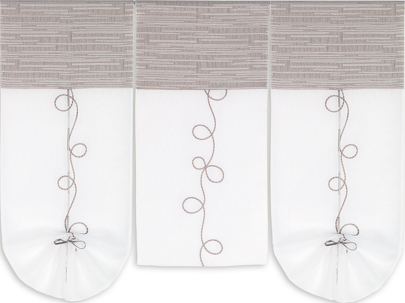 EXPERIENCE Scheibengardine 3er Set Miniflächen Scheibengardine Tunnelzug 2231 Weiß Taupe Grau (3 St), Stangendurchzug, halbtransparent, Jacquard, Voile, 3er Set von EXPERIENCE