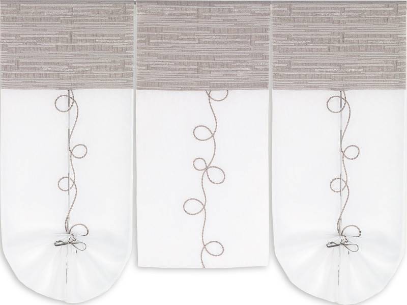 EXPERIENCE Scheibengardine 3er Set Miniflächen Scheibengardine Tunnelzug 2231 Weiß Taupe Grau (3 St), Stangendurchzug, halbtransparent, Jacquard, Voile, 3er Set von EXPERIENCE