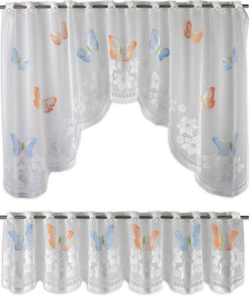 EXPERIENCE Scheibengardine Bistrogardinen Set Scheibengardine 2307 30, 75 x 150 cm Weiß Bunt (2 St), Durchzuglöcher, halbtransparent, Stangendurchzug von EXPERIENCE