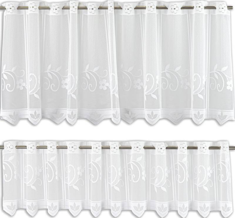 EXPERIENCE Scheibengardine Bistrogardinen Set Scheibengardinen 2305 30, 50 x 160 cm Weiß Grafisch, Durchzuglöcher (2 St), halbtransparent, Wirkware, Wirkgardine von EXPERIENCE