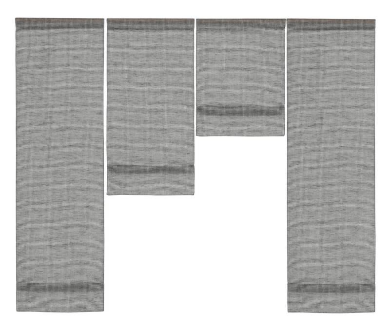 EXPERIENCE Scheibengardine Scheibengardine modern 3er I 4er Mini Flächenvorhang Set Anthrazit 4049 I 4050 Breite 90 cm I 120 cm, Stangendurchzug (4 St), halbtransparent, Lintex, Modern, Karo, Kitchenline von EXPERIENCE