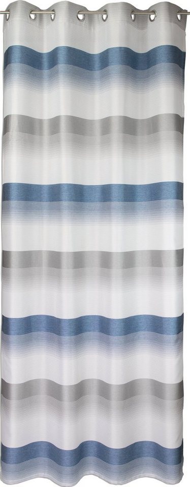 EXPERIENCE Vorhang Ösenschal Seitenschal Vorhang 2421 140x245 cm Gestreift Weiß Grün Blau Grau Rot (1 St), Ösen, halbtransparent, Webstreifen, mit 8 Ösen von EXPERIENCE